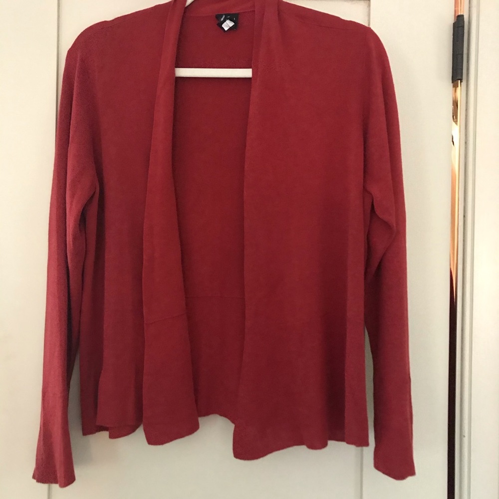 Eileen Fisher Open Front Cardigan • Red